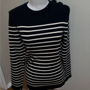 Saint James Navy and White Striped Sweater